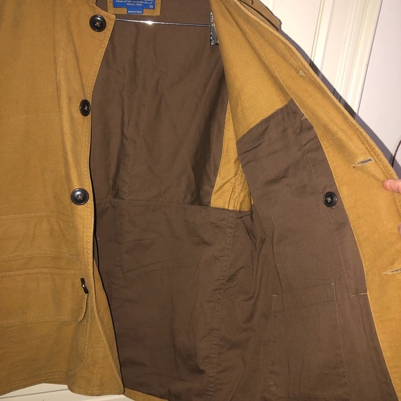 Pendleton Men’s Woolen Mills Tan Brownsville Jacket Corduroy Collar Trim Medium - Picture 9 of 10